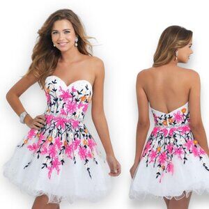 Blush Prom by Alexia White +Pink Floral Short Strapless Tulle Homecoming 0